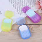 Close-up of travel soap sheets mini box for convenient travel hygiene