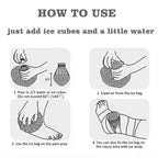 The Pain Relief Ice Bag being filled with ice cubes for immediate use.