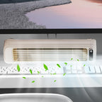 Portable rechargeable air cooler fan with attached adhesive hook