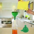 Ergonomic design of the green silicone funnel for comfortable handling.