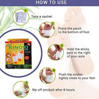 Kinoki Detox Foot Pads before and after use, demonstrating impurity absorption.