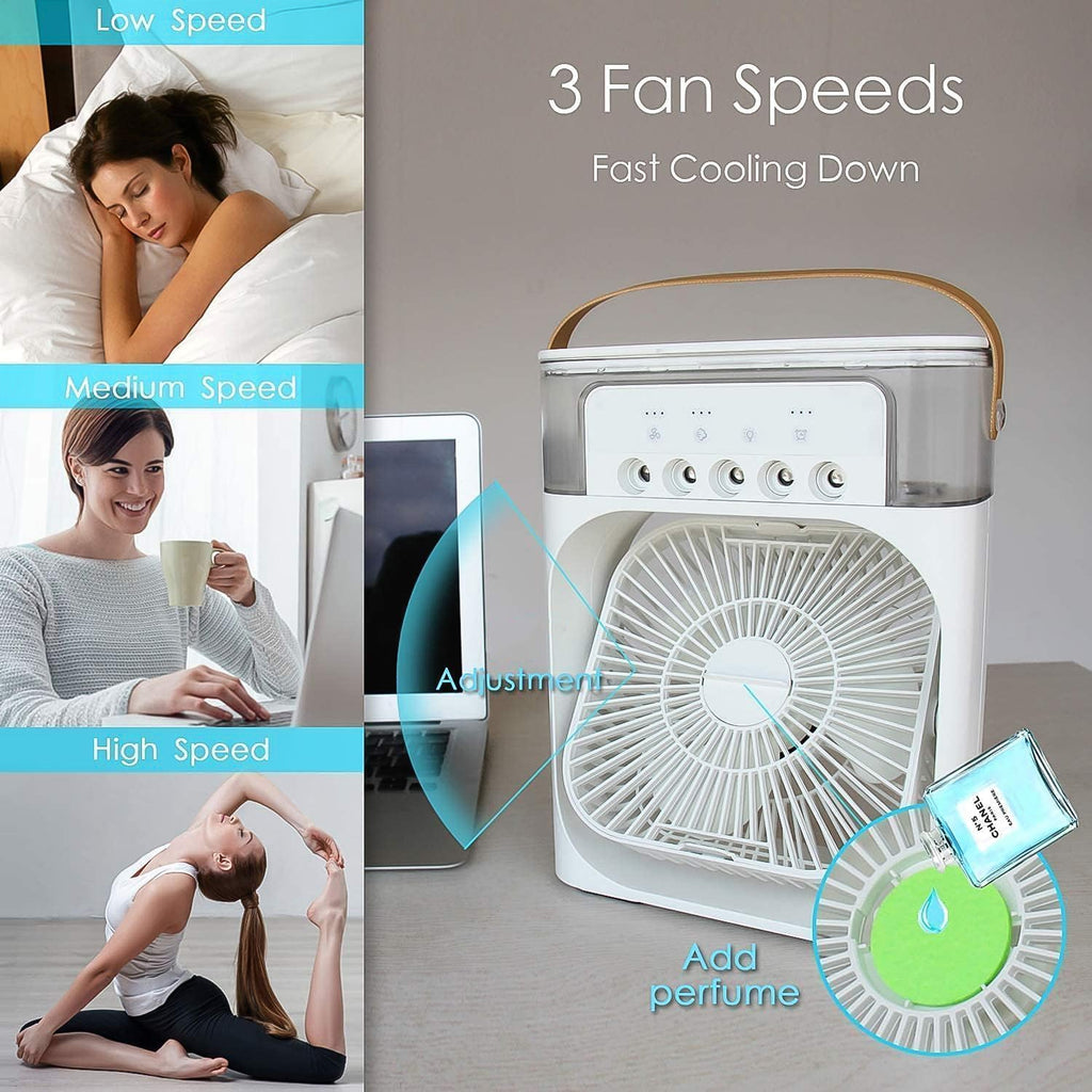 IcyLume portable fan with water tank and adjustable airflow