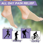 A person wearing Arch Support Sleeves inside their shoes, demonstrating comfortable integration.
