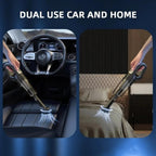 Powerful portable dust buster effectively cleaning car floor mats.