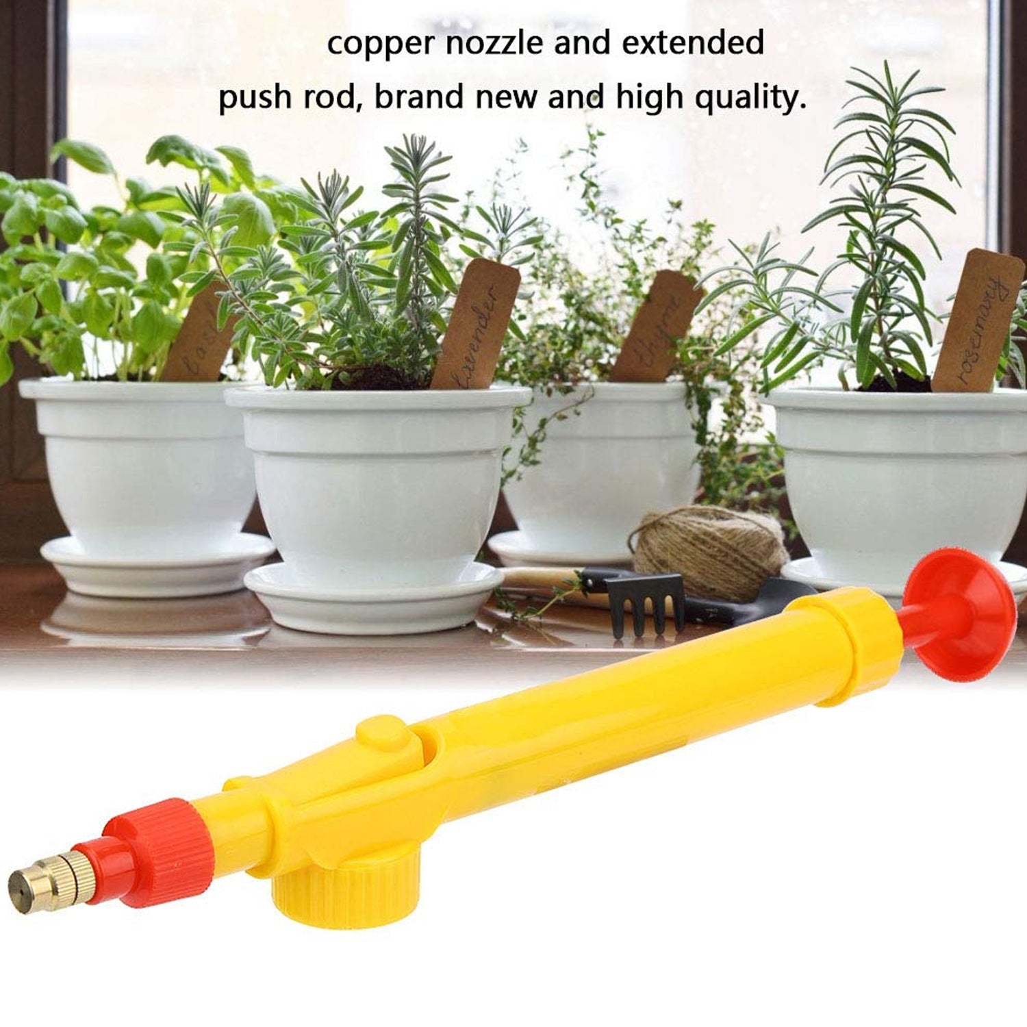 Adjustable water sprayer showing a wide spray pattern for coverage.