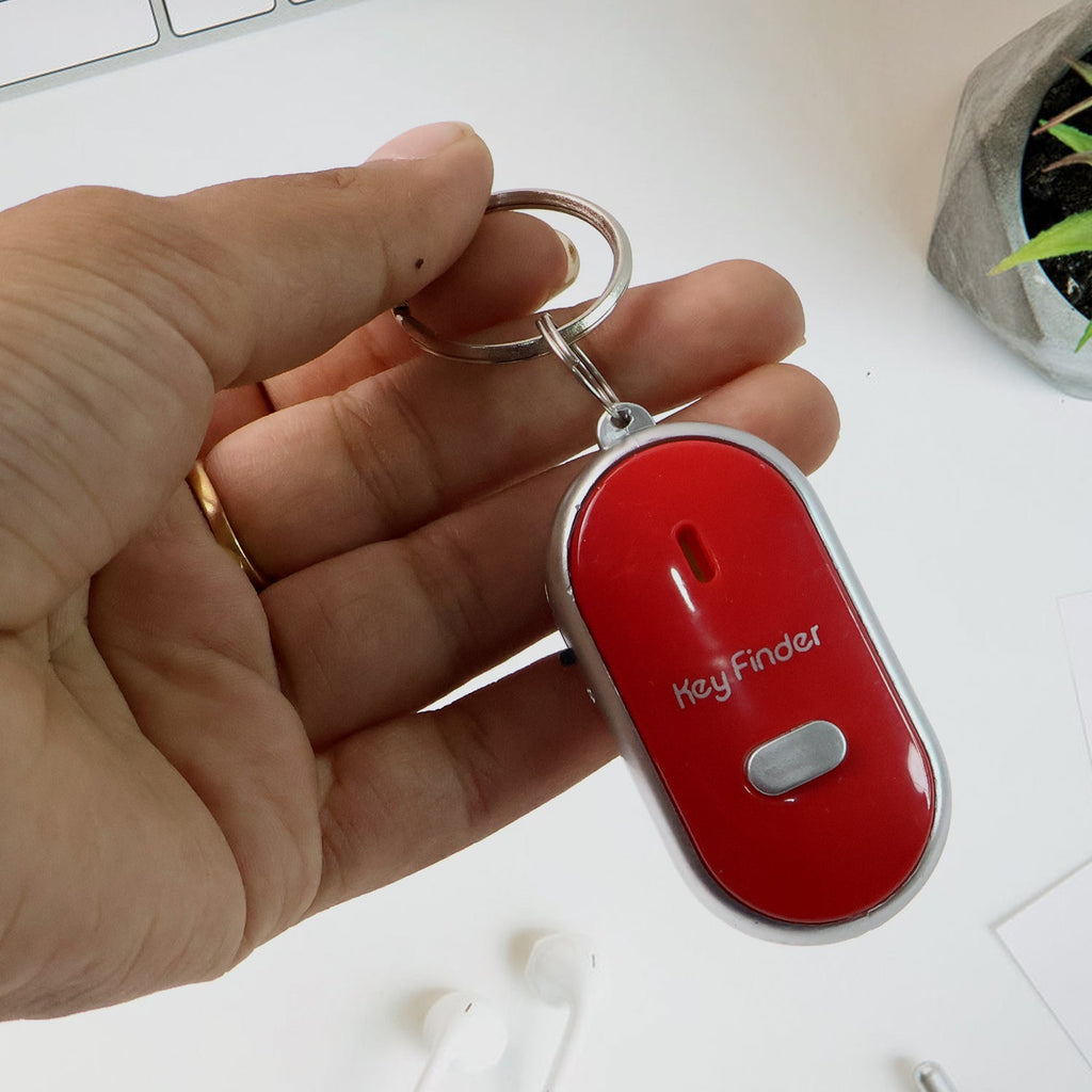 Key finder being activated by whistle showing sound activation feature