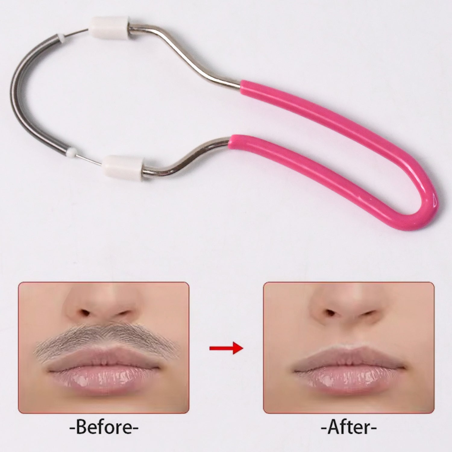 Compact facial hair remover spring for smooth facial skin and easy hair removal