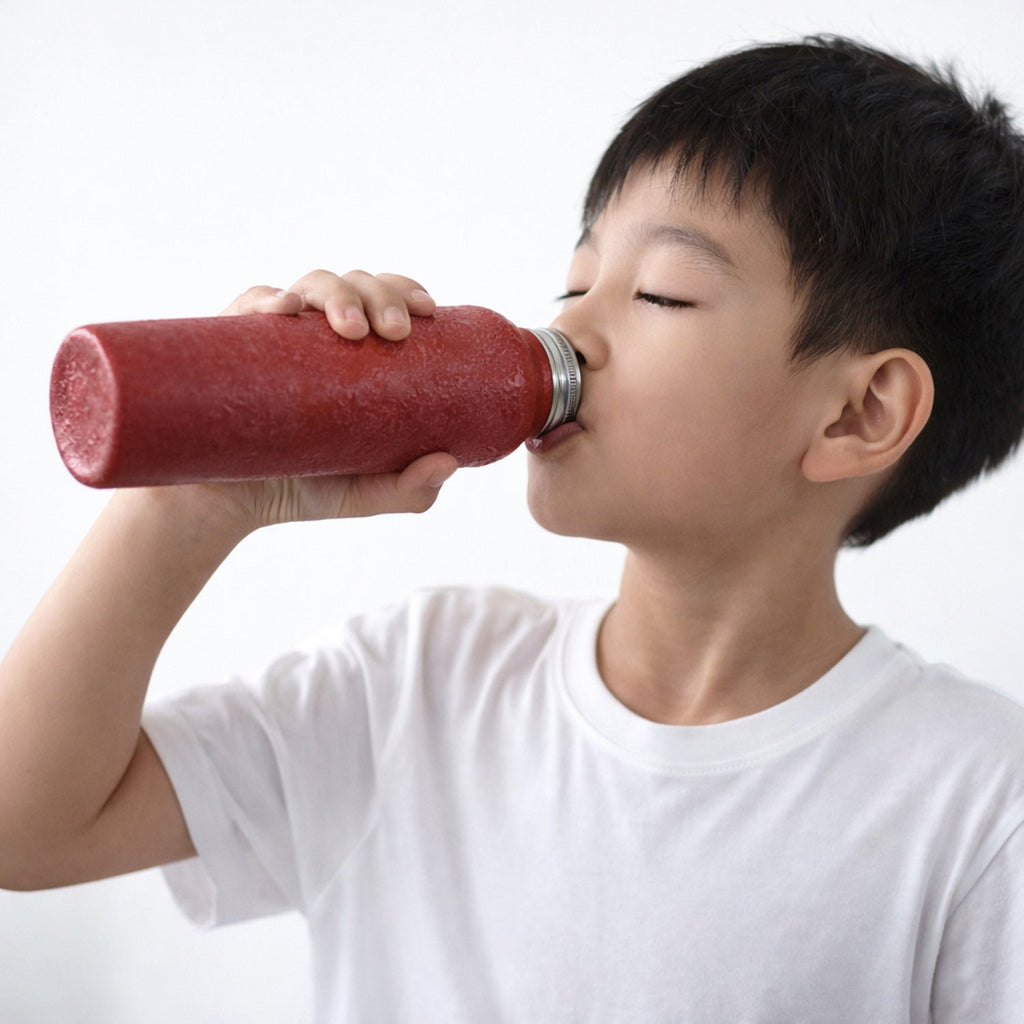 Side profile of red stainless steel water bottle 1000 ML