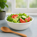 Lightweight plastic serving bowl 6 inch white round deep design