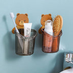 Colorful teddy bear bathroom organizer toothbrush holders for children