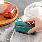 Cloth washing brush with liquid soap dispenser
