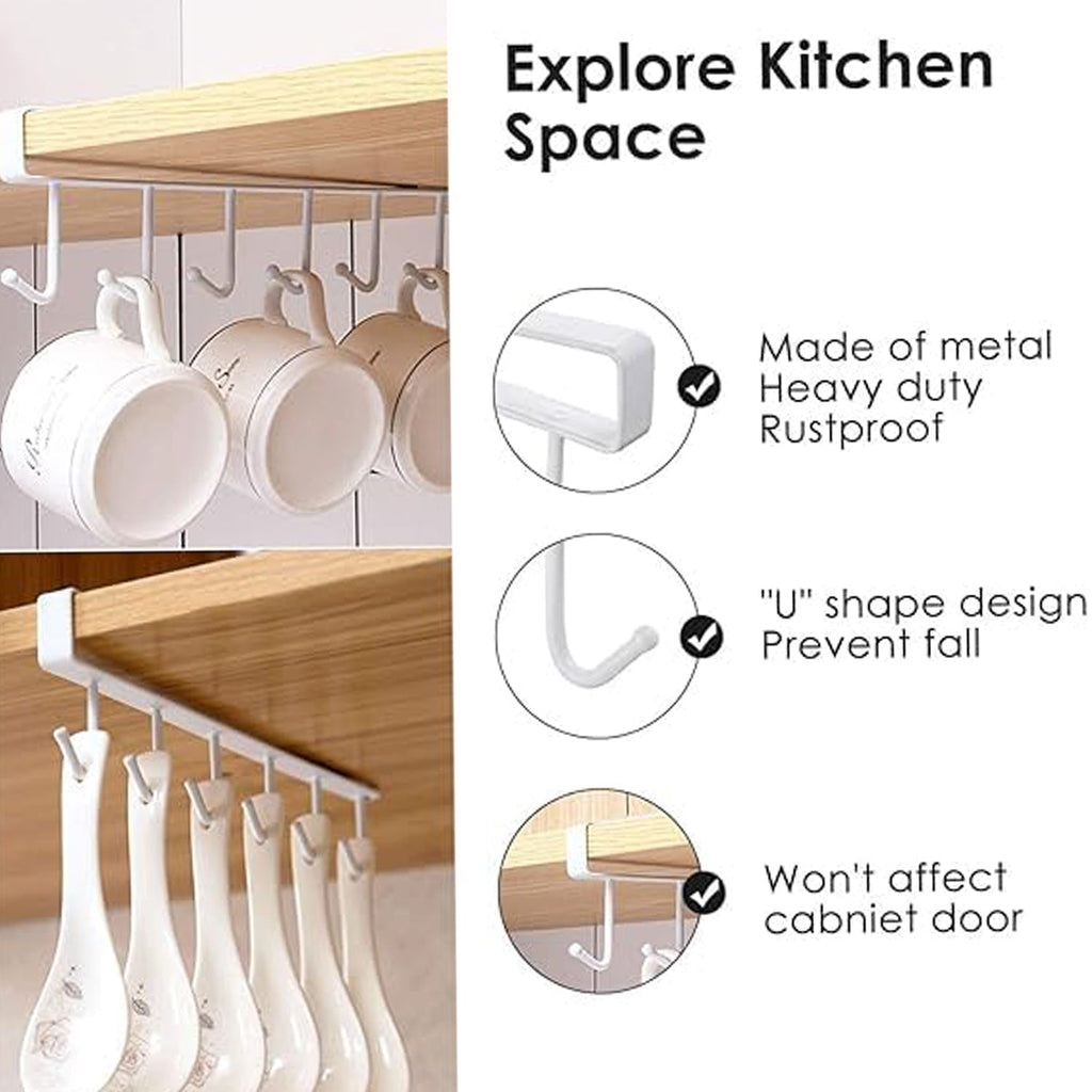 Diagram illustrating dimensions of small metal under-shelf storage rack