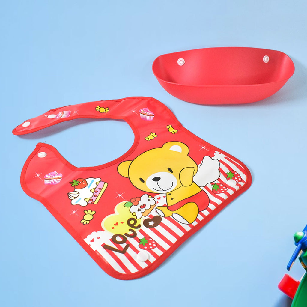 Baby bib with waterproof, wipe-clean surface for easy maintenance