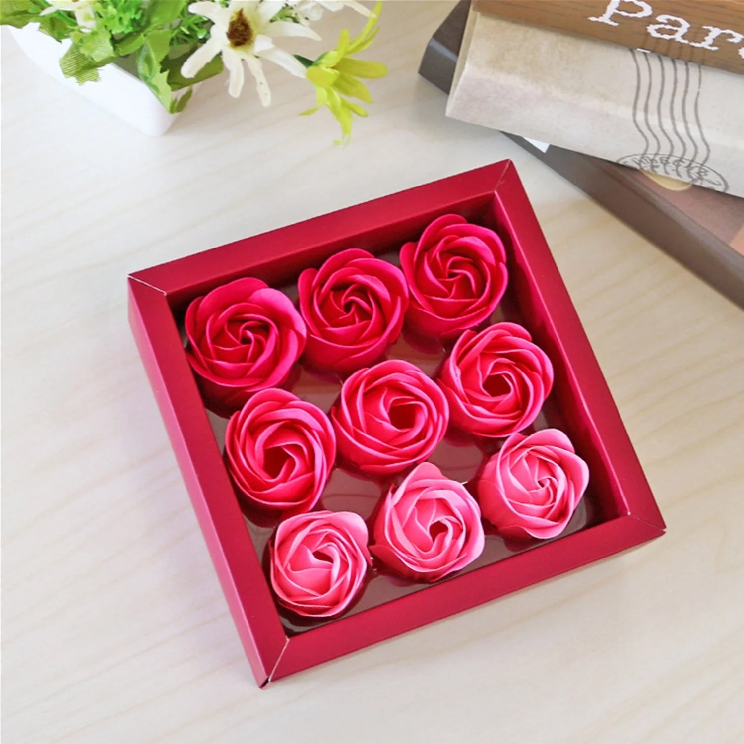 Flora Scent Roses soap set showcasing delicate rose-shaped bath bars