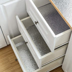 Stylish kitchen interior updated with durable aluminum foil wallpaper.