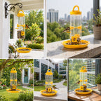 Top view of hanging bird feeder showing refill opening
