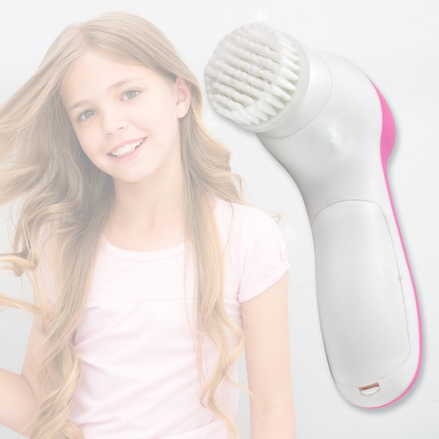 Multi-functional facial brush with various heads for diverse skincare needs.