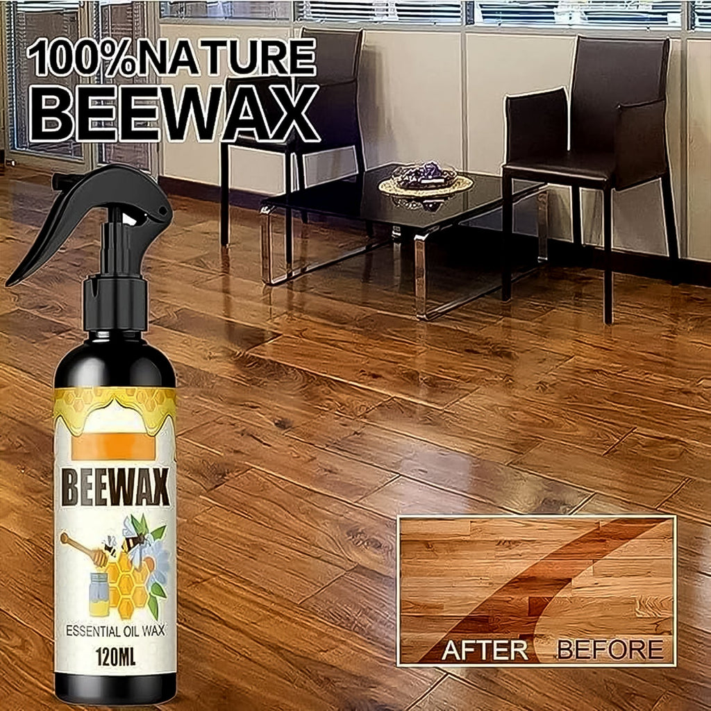 Wood polish spray used on polished wooden table