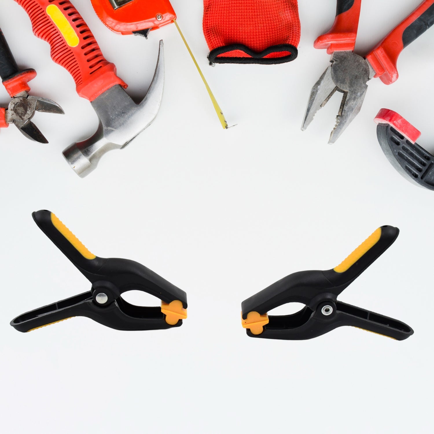 Two 3-inch heavy-duty spring clamps with yellow tips for screen repair.
