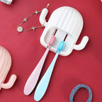 Close up view of self adhesive mounting and bamboo toothbrushes