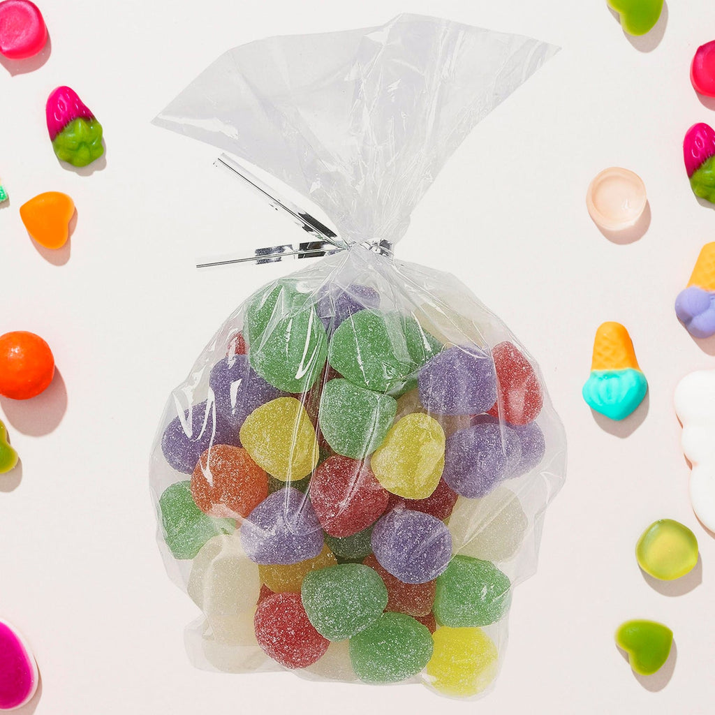Clear flat cookie bags made from food-grade OPP material, perfect for sweets and snacks