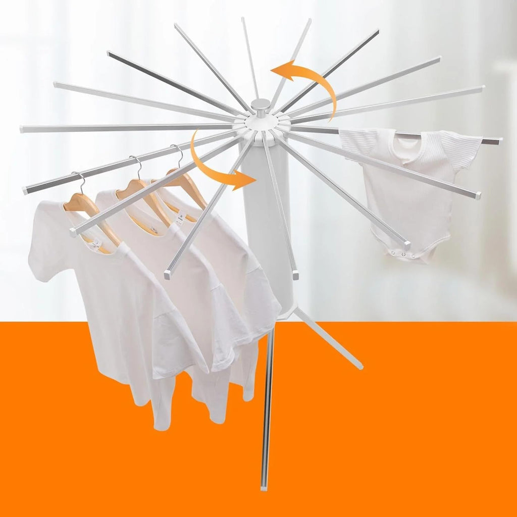 Close-up of octopus rotating clothes drying rack arms showing durable build