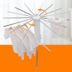 Close-up of octopus rotating clothes drying rack arms showing durable build