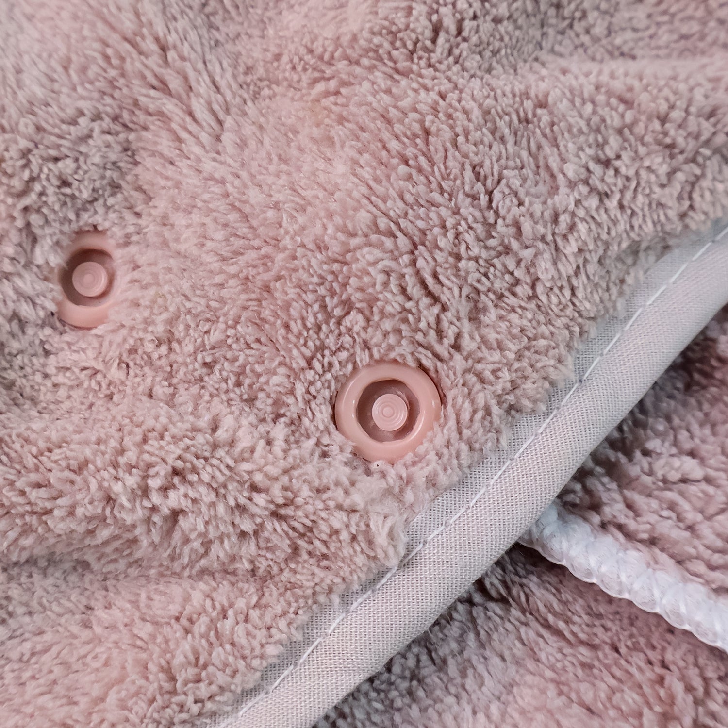 Microfiber hair towel wrap being worn comfortably during makeup application