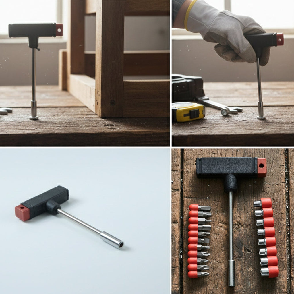 Ergonomic T-handle of the screwdriver set for comfortable and firm grip.