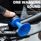 Compact electric bicycle horn with its secure battery compartment visible for maintenance.