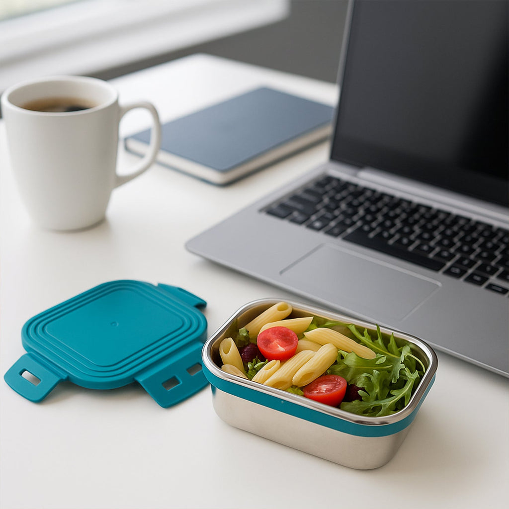 200ml container with spoon holding small snack inside stainless steel mini food container