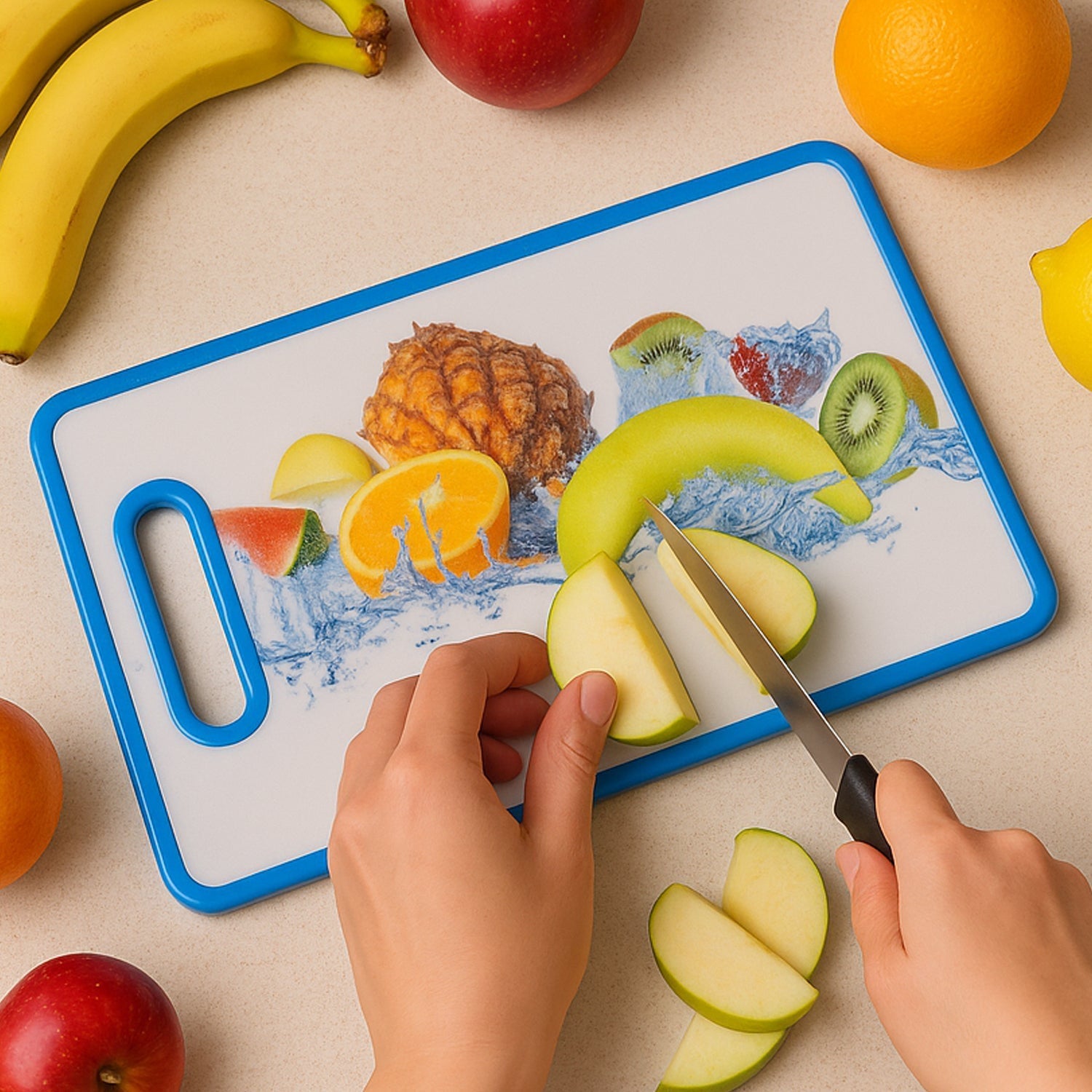 Colorful large plastic cutting board for fruits and vegetables