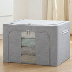 Foldable storage bag with a top opening, making it easy to access items like seasonal clothes.