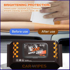 Car interior dashboard shining after being cleaned with car wipes