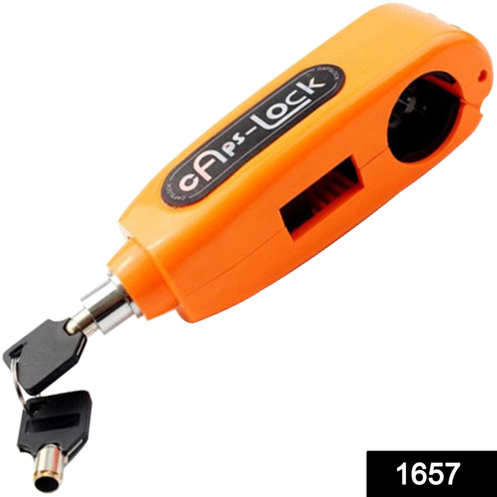 RaceVault bike brake lock demonstrating its grip on the front brake lever.