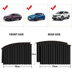 Diagram illustrating the simple magnetic installation process of the car window sunshade.
