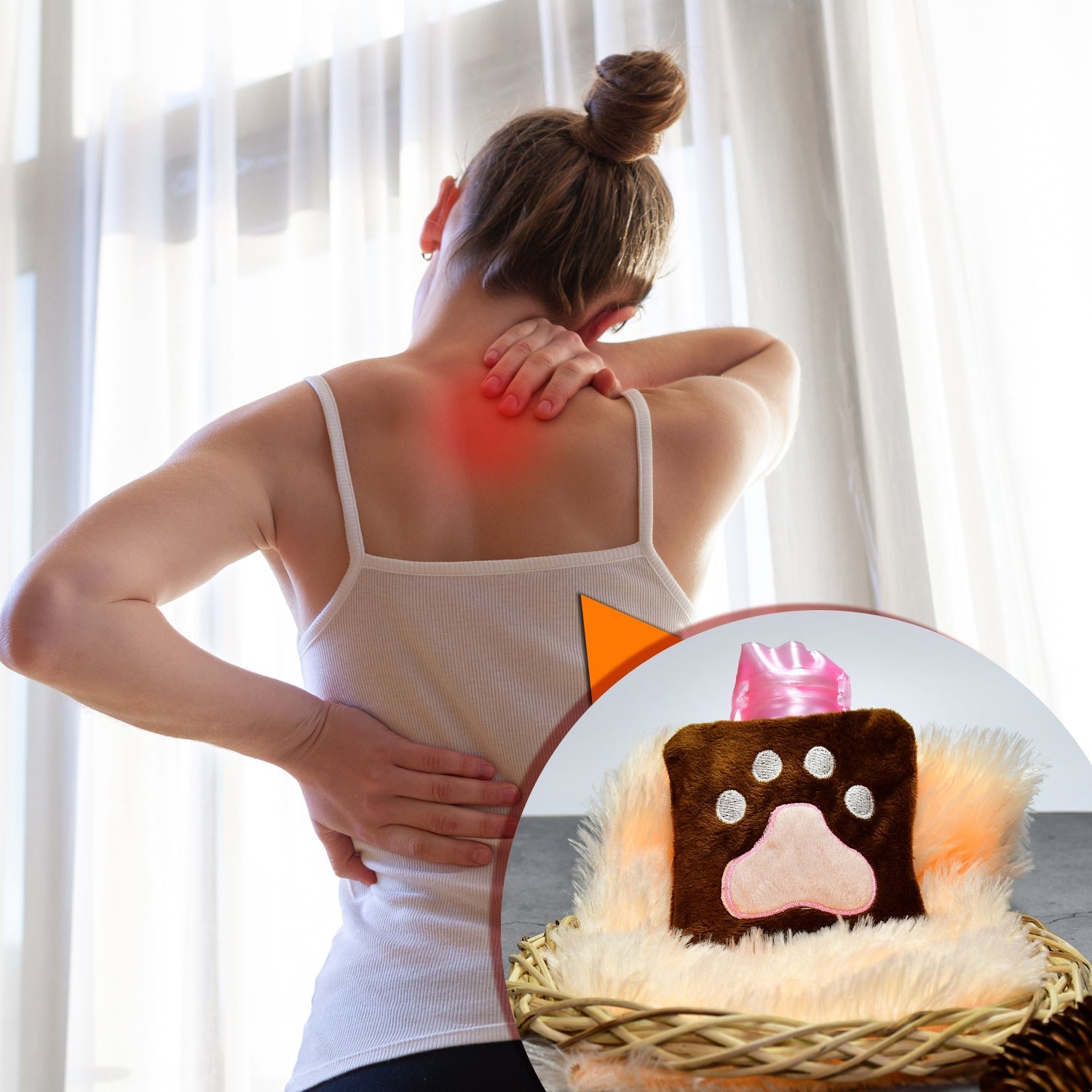 Small Paw Print Hot Water Bag with soft cover showing even heat distribution.