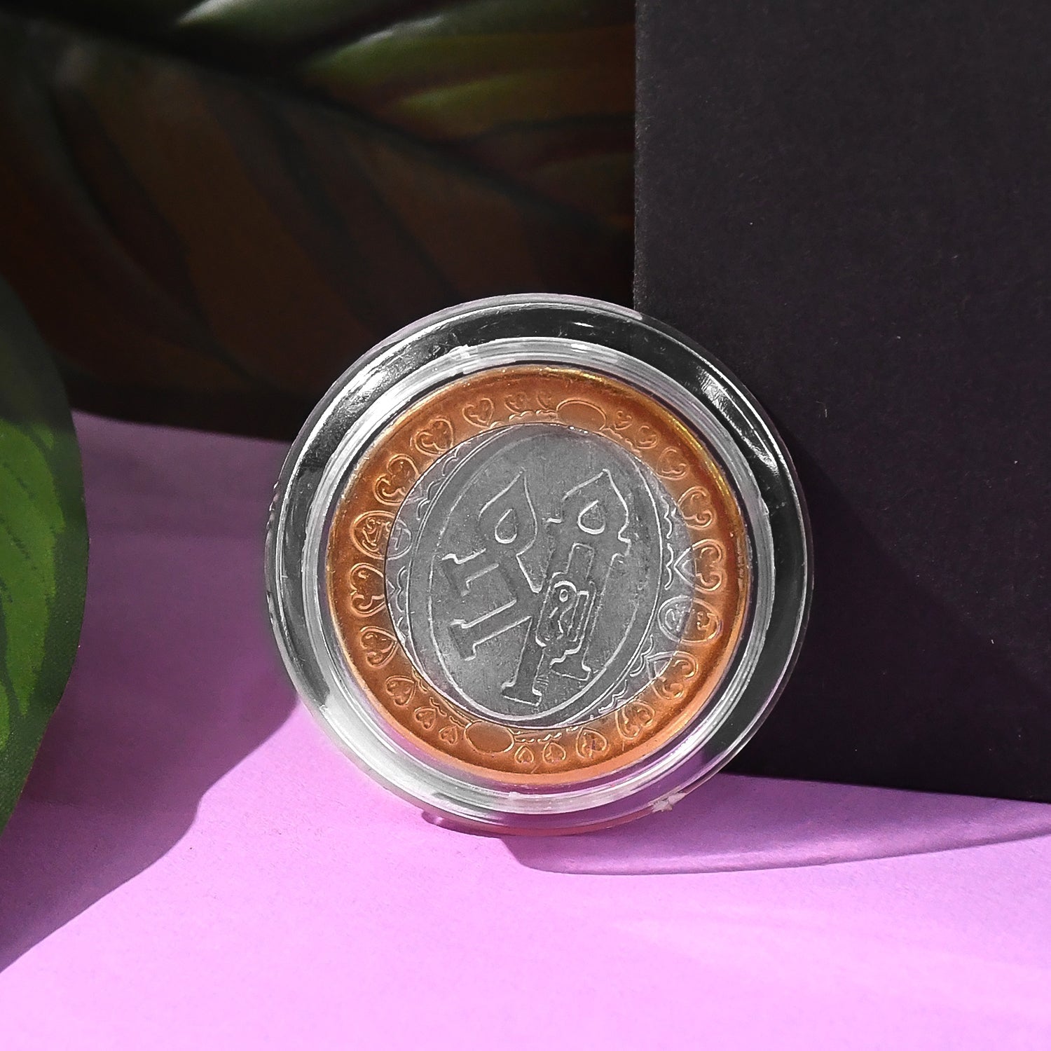 Lakshmi Ganesh dual-tone religious coin with detailed pooja motifs