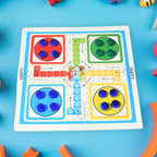 Detailed view of colourful dice and game accessories from the kids' board games collection.