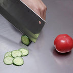 Durable stainless steel chopping tray ideal for safe food preparation
