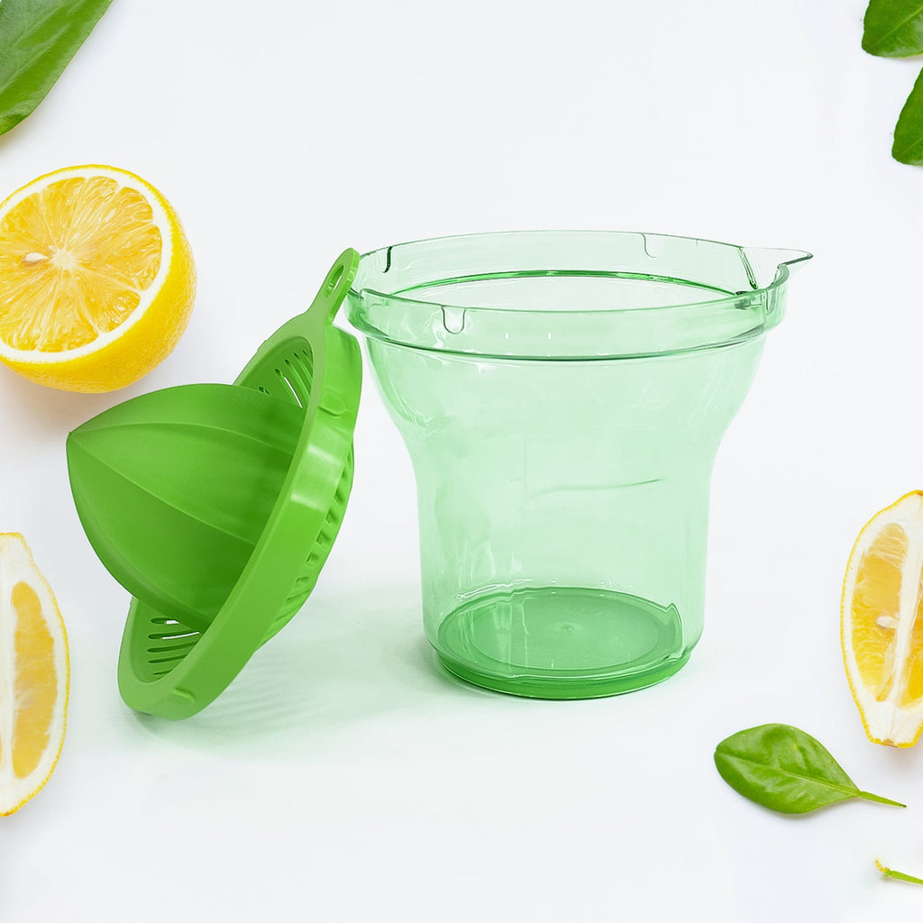 Side view of Apex handheld Portable Manual Citrus Juicer in use