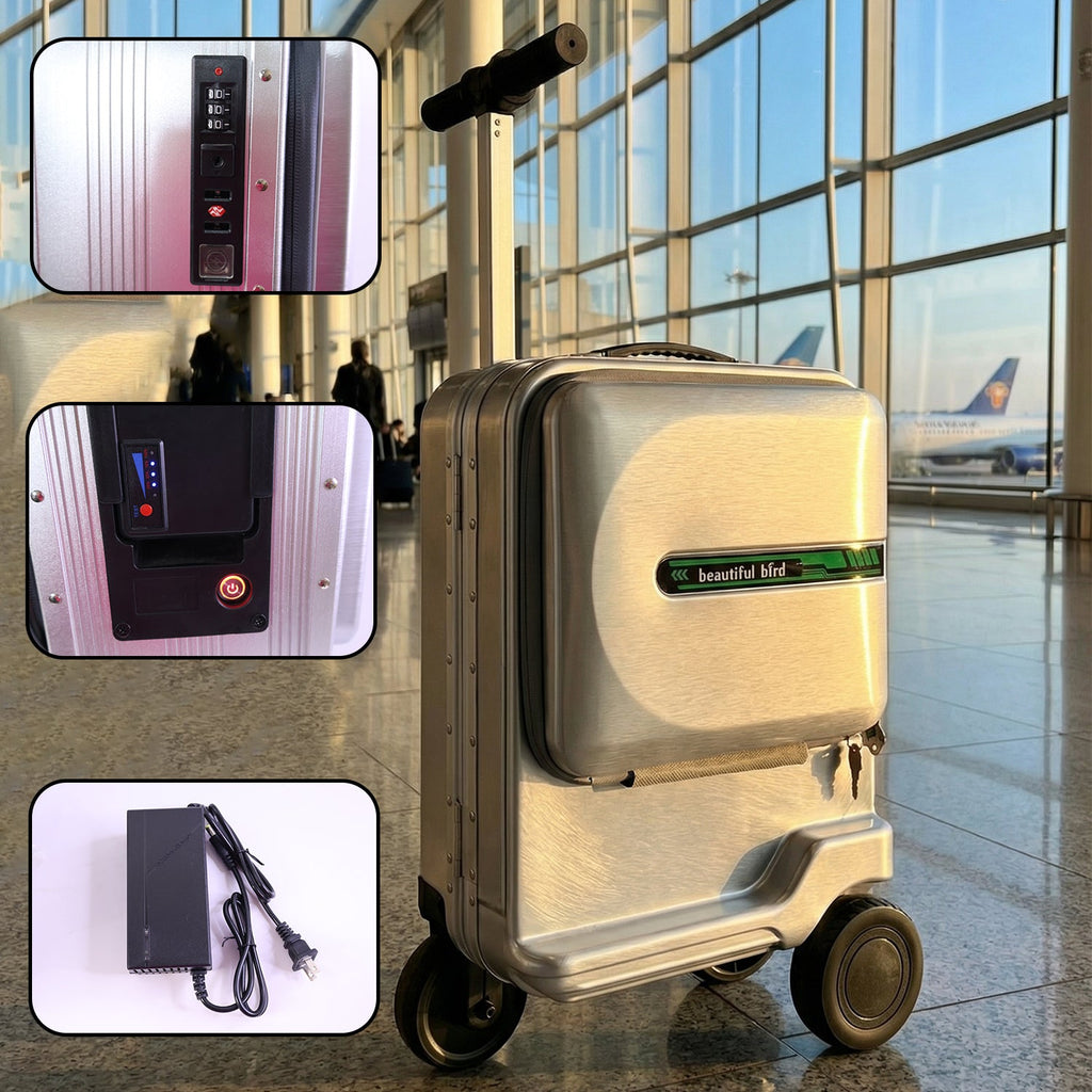 Portable ride-on luggage with smooth rolling wheels
