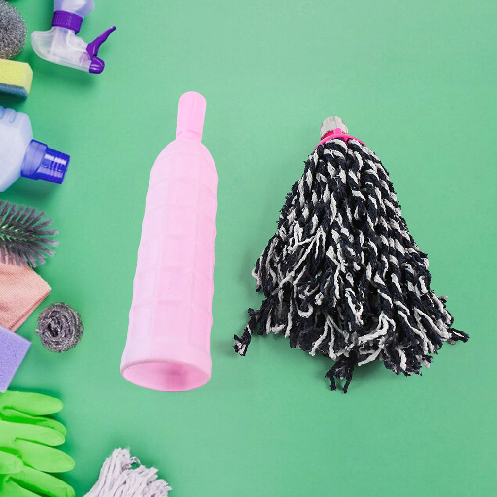 Floor cleaning mop refill showing slip-resistant plastic bottle handle