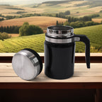 Vacuum insulated coffee cup with non-slip base and heat preservation features