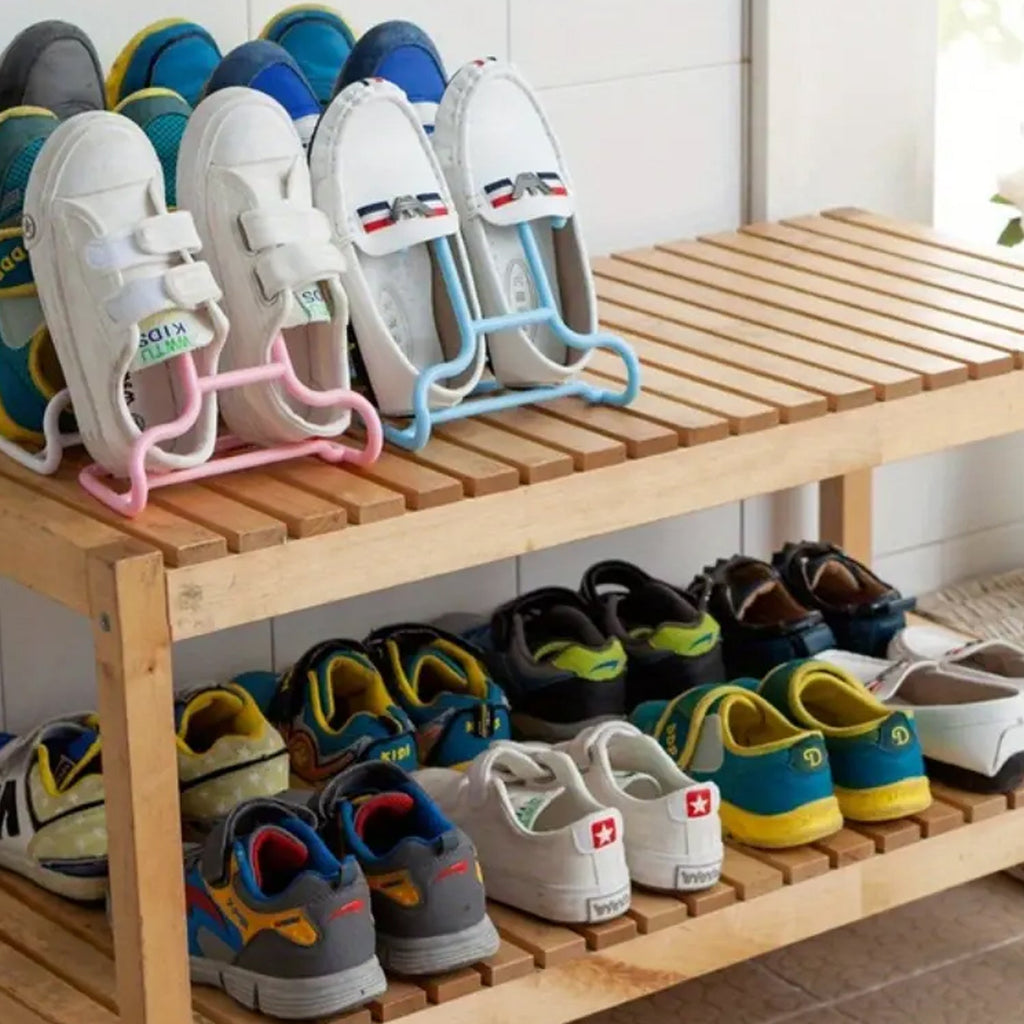 The Shoe Drying Rack in action, allowing air circulation for quick and effective shoe drying.
