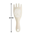 White rice sieve with straining spoon feature, ensuring no spillage.