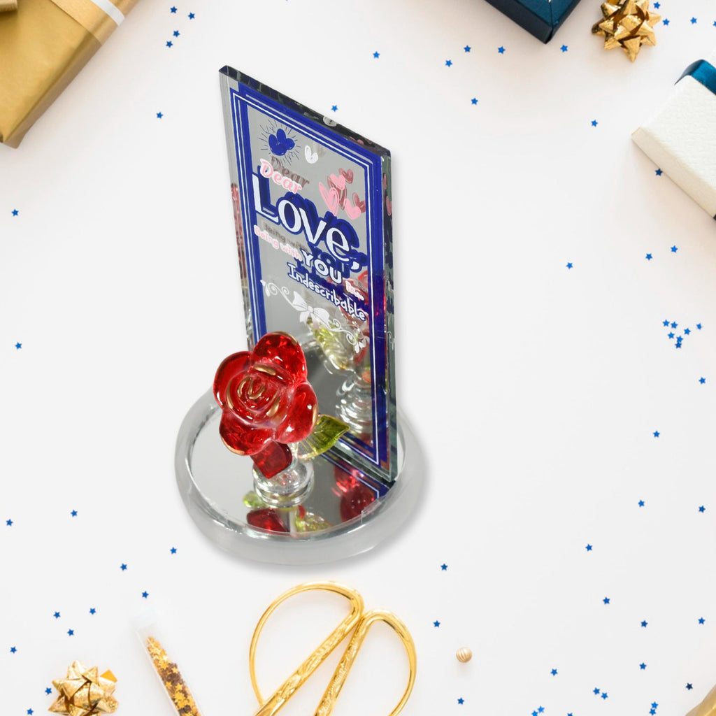 Rose Showpiece neatly packaged in a transparent display case, ideal for gifting.