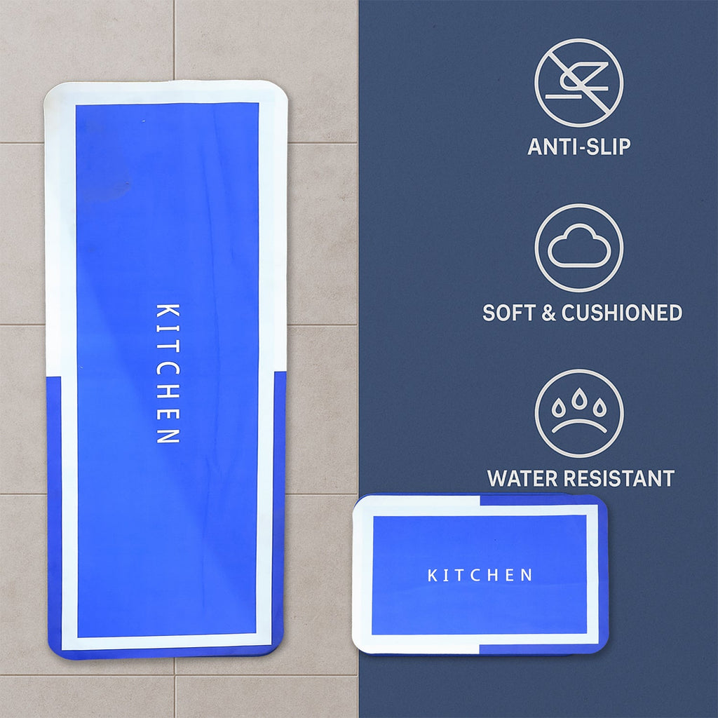 Anti-slip kitchen floor mat set with cushioned surface for daily use