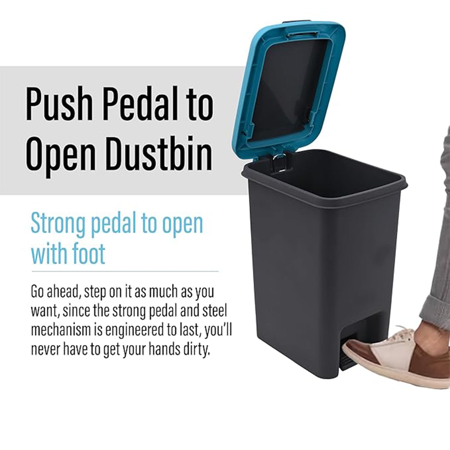 Measurement scale showing dimension details of the 6.5 litr Push N Pedal Dust Bin