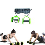 User demonstrating the Ab Resistance Exerciser for full body workout benefits.
